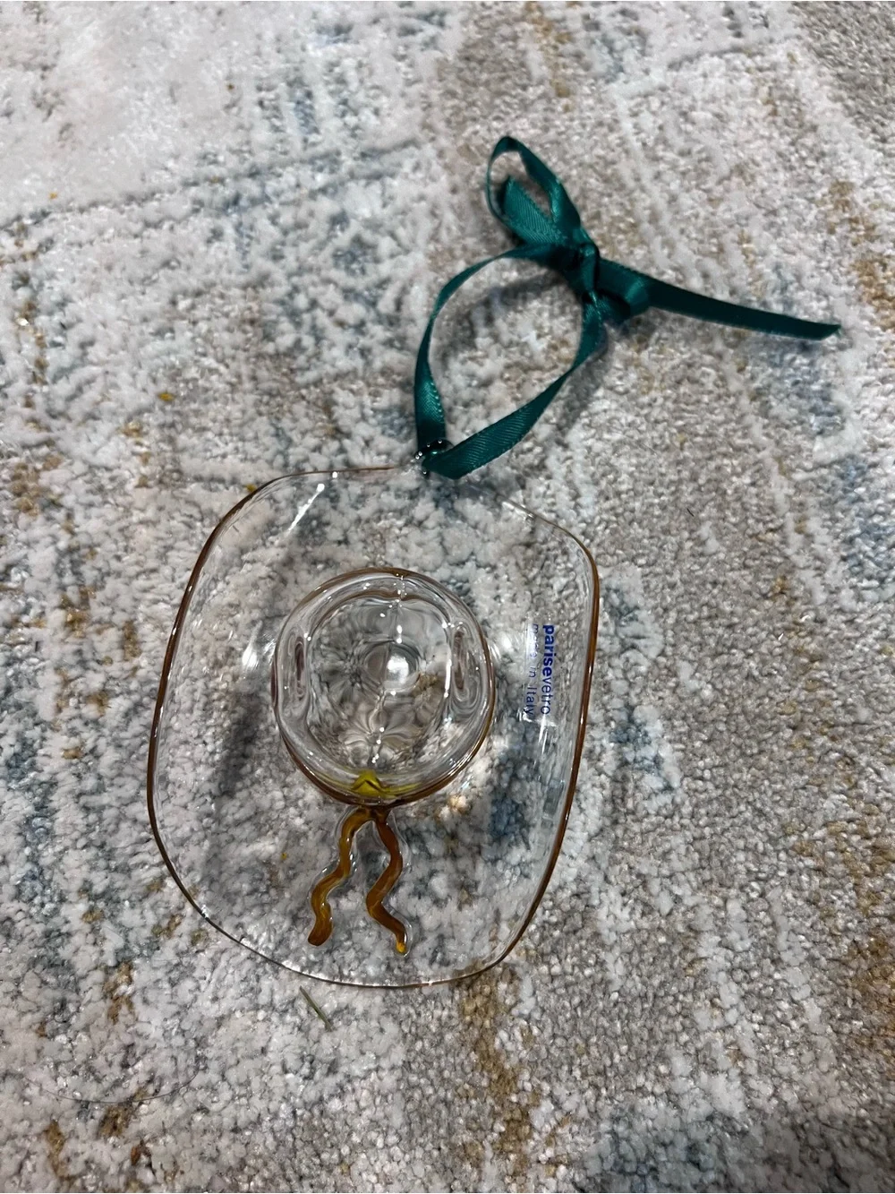 Parise Vetro handblown Clear Glass cowboy hat made in Italy ornament z99